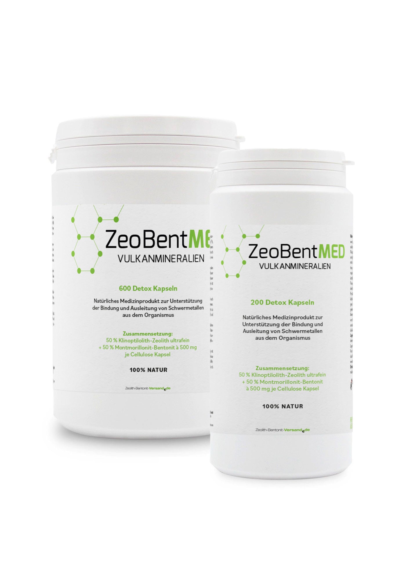 ZeoBentMED 200 + 600 detox capsules in an economy pack, medical device with CE certificate