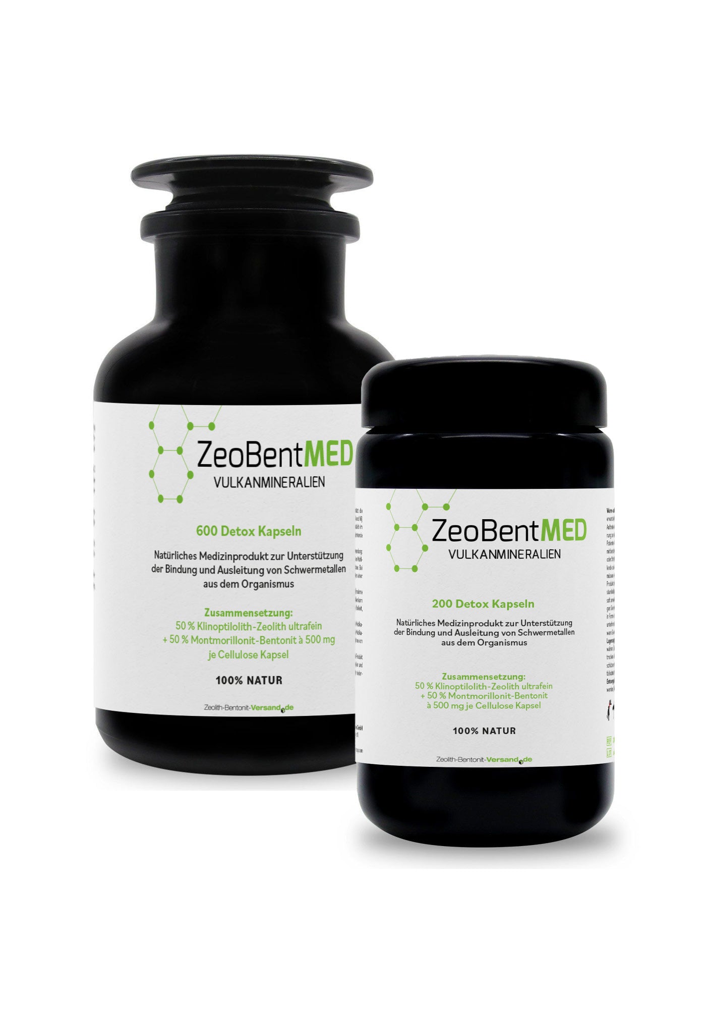 ZeoBentMED 200 + 600 detox capsules in an economy pack, medical device with CE certificate