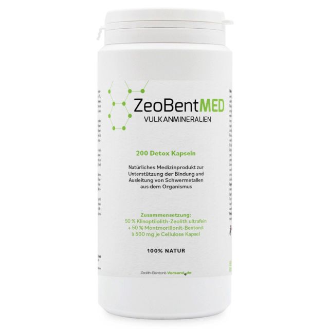 ZeoBentMED 200 Detox-Kapseln, Medizinprodukt mit CE-Zertifikat
