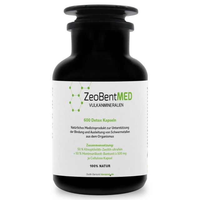 ZeoBentMED 600 Detox-Kapseln im Miron Violettglas, Medizinprodukt mit CE-Zertifikat 