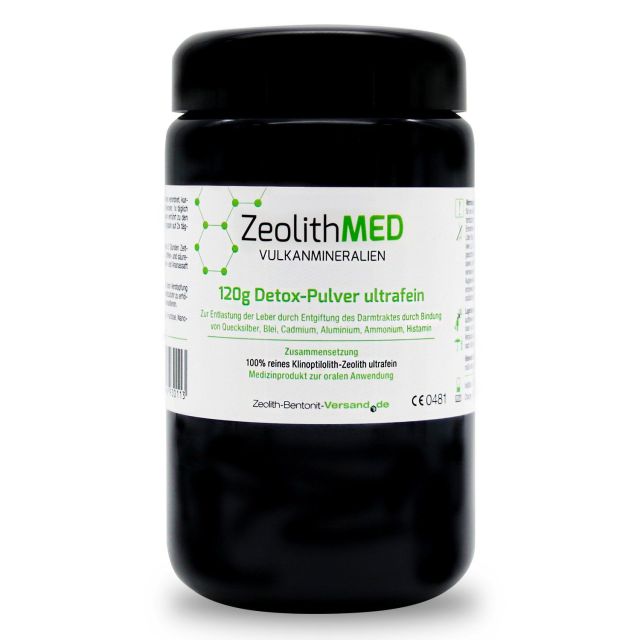 ZeolithMED Detox-Pulver ultrafein 120g im Violettglas, zur inneren Anwendung